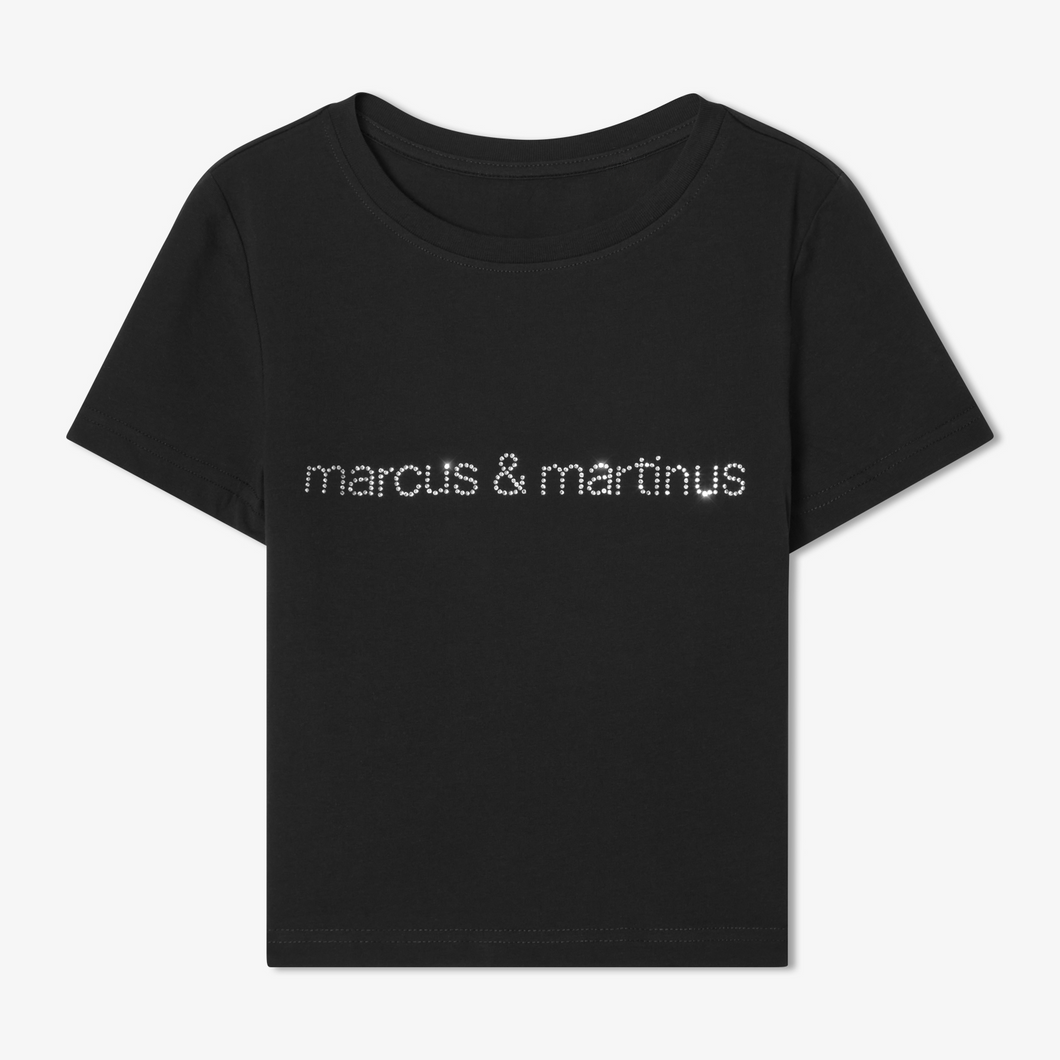 Rhinestone Cropped Tee Black - Limited Drop